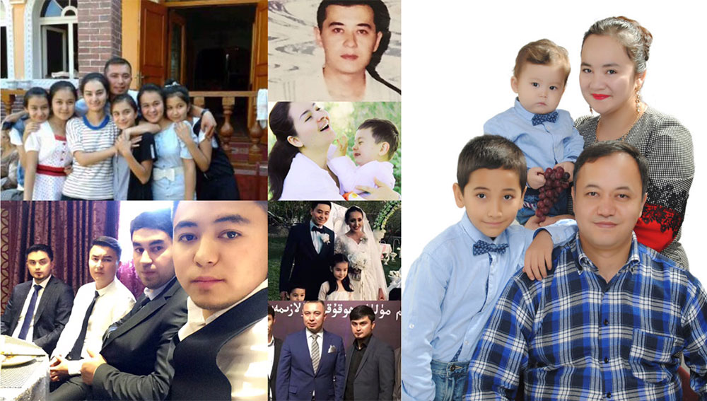 A photo montage of Gulchehra Hoja’s cousins in the Xinjiang Uyghur Autonomous Region, China.